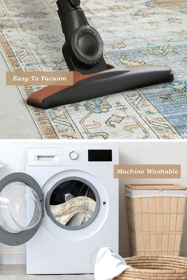 Blair Kindred Blue & Earthy Tones Machine Washable Modern Distressed Rug